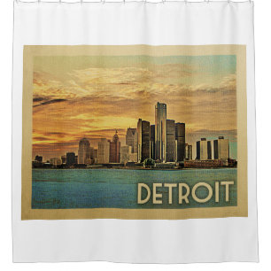 Rideaux De Douche Vintage voyage de Detroit Michigan
