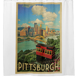 Rideaux De Douche Vintage voyage de Pittsburgh Duquesne Incline