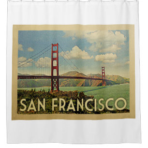 Rideaux De Douche Vintage voyage du pont du Golden Gate de San Franc