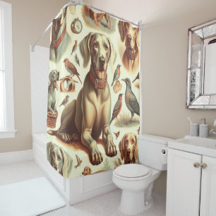 Rideaux De Douche Vintage Weimaraner sans fil