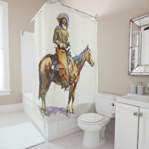 Rideaux De Douche Vintage Western Cowboy À Cheval