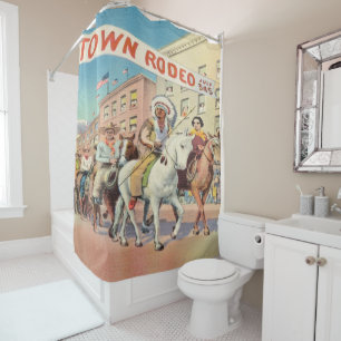 Rideaux De Douche Vintage Western Rodeo Parade Imprimer