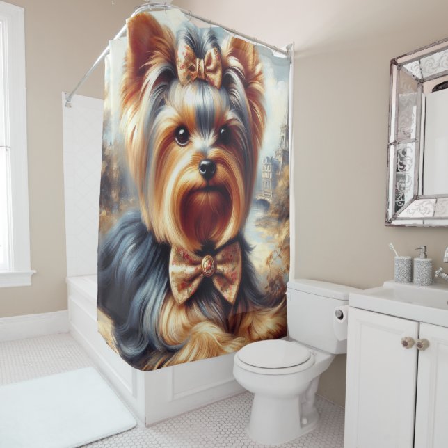 Rideaux De Douche Vintage Yorkshire Terrier peinture (En situation)