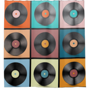 Rideaux De Douche Vinyl Records. Disques LP rétro Définir vintage