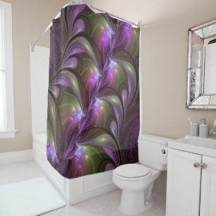 Rideaux De Douche Violet Abstrait violet violet kaki fractal