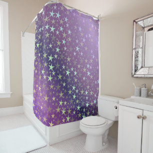 Rideaux De Douche violet+argent, brillant, brillant, étoile, couleur
