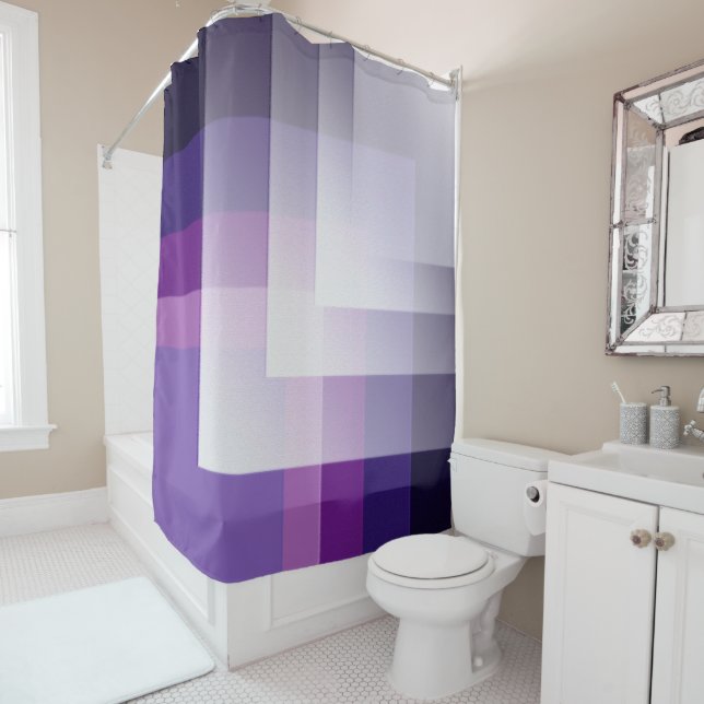 Rideaux De Douche Violet et blanc (En situation)