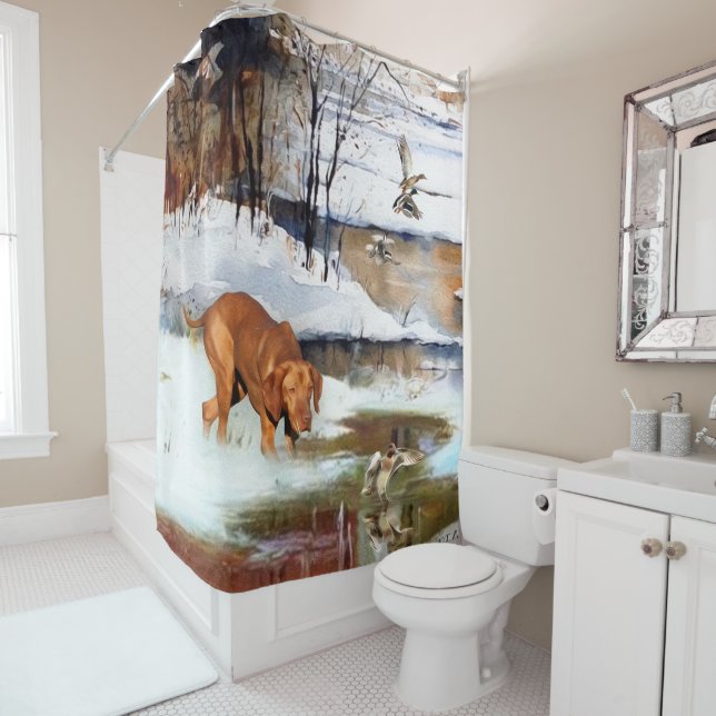 Rideaux De Douche Vizsla hongroise, canards de chasse en hiver (En situation)