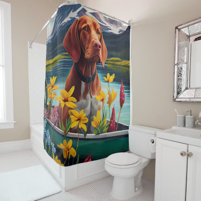 Rideaux De Douche Vizsla sur une rame : une aventure Pittoresque (En situation)