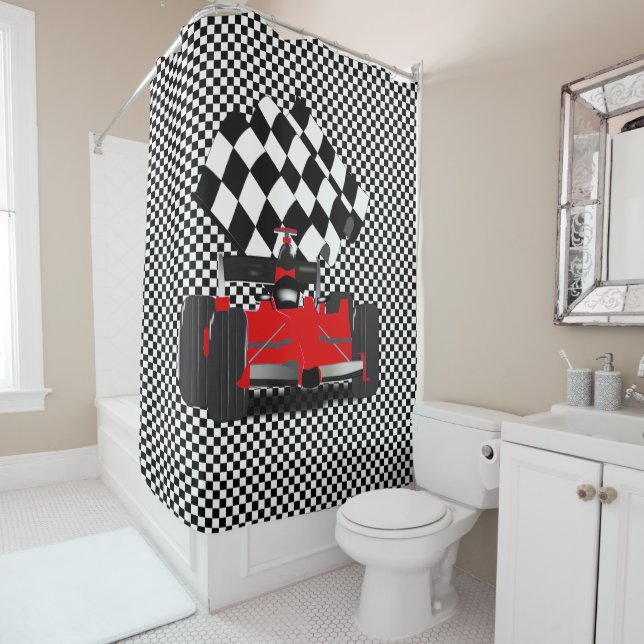 Rideaux De Douche Voiture Red Race (En situation)