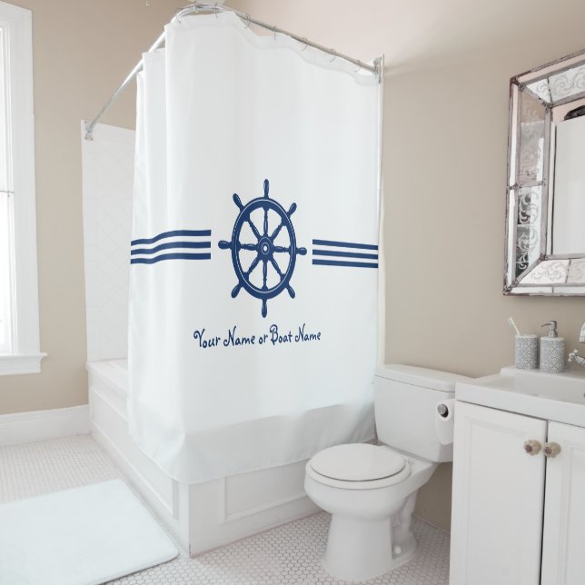 Rideaux De Douche Votre nom ou bateau Navires nautiques Roue (En situation)