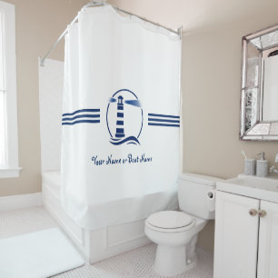 Rideaux De Douche Votre nom ou votre bateau Phare classique nautique