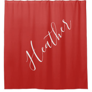 Rideaux De Douche Votre script blanc personnalisé en rouge