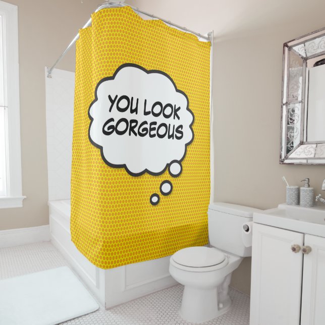Rideaux De Douche VOUS AVEZ L'AIR D'UNE GORGEUSE Bande Dessinée Rétr (En situation)