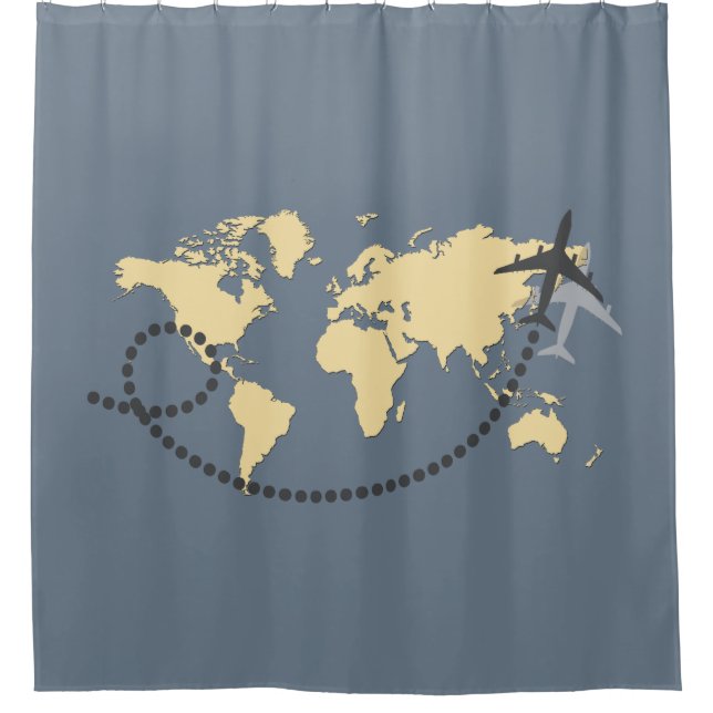 Rideaux De Douche Voyageons l'illustration du monde (Devant)