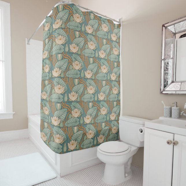 Rideaux De Douche Water Lys Lily Art Nouveau Nature (En situation)
