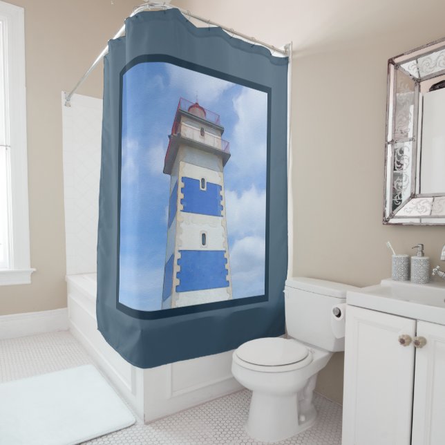 Rideaux De Douche Watercolor lighthouse (En situation)