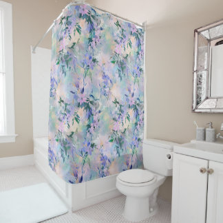 Rideaux De Douche Watercolor Purple Floral 