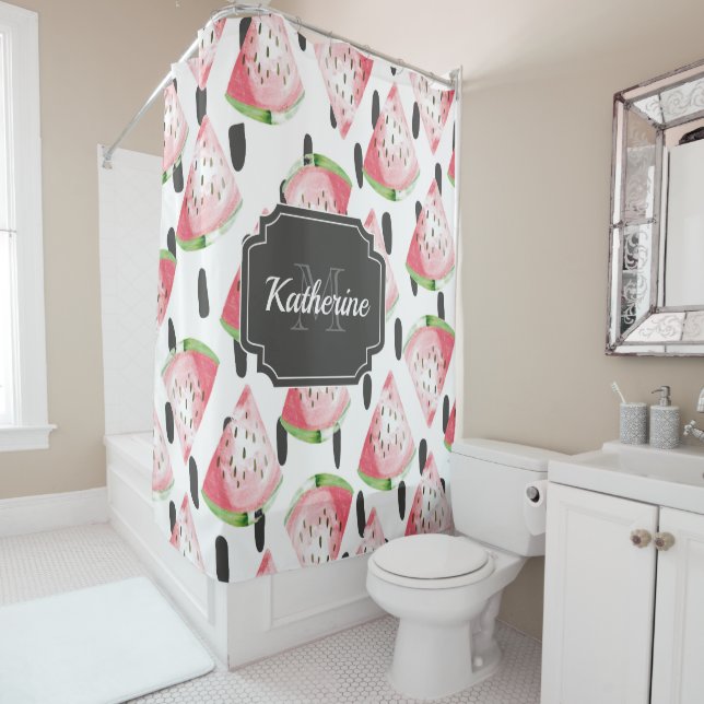 Rideaux De Douche Watercolor Watermelon (En situation)