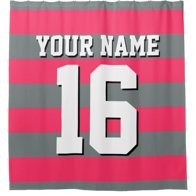 Rideaux De Douche Watermelon Charcoal Sports Jersey Preppy Stripe (Devant)
