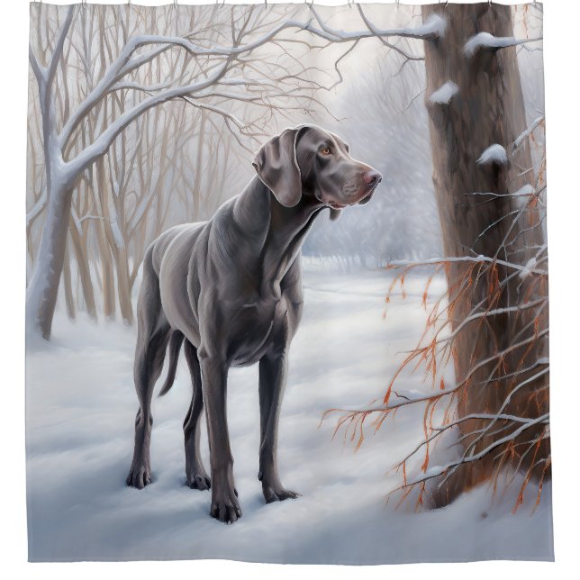Rideaux De Douche Weimaraner Laisser Neige Noël (Devant)