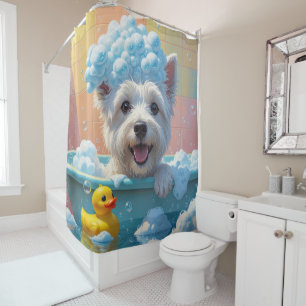 Rideaux De Douche West Highland White Terrier Sleepy mignonne drôle