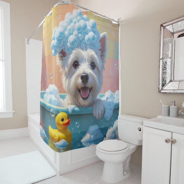Rideaux De Douche West Highland White Terrier Sleepy mignonne drôle (En situation)