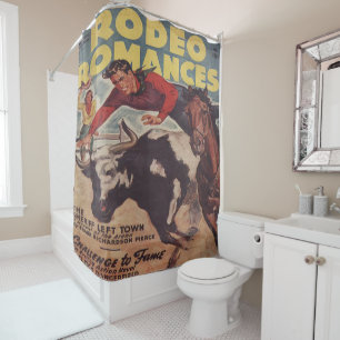 Rideaux De Douche Western Rodeo Cowboy Steer Lutte Rodéo Romance