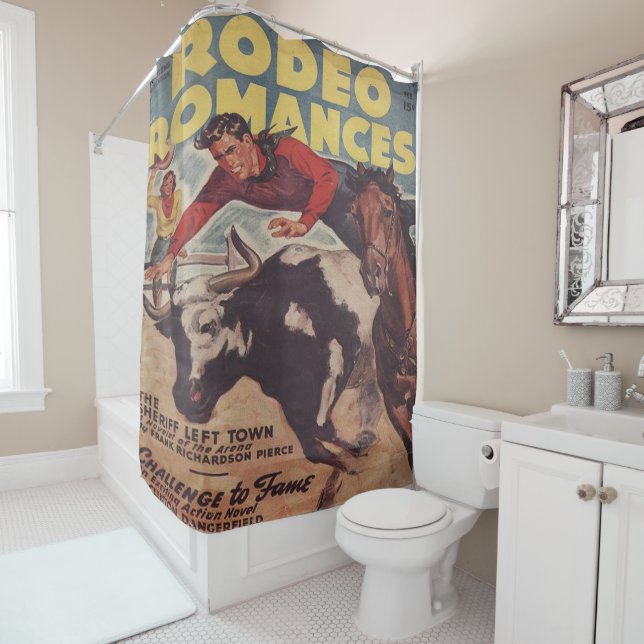 Rideaux De Douche Western Rodeo Cowboy Steer Lutte Rodéo Romance (En situation)