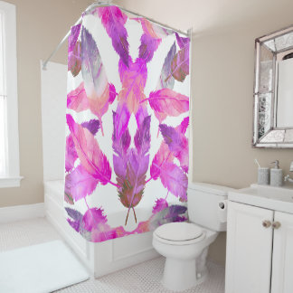 Rideaux De Douche What the Flock! Flamingo Pink feathers 