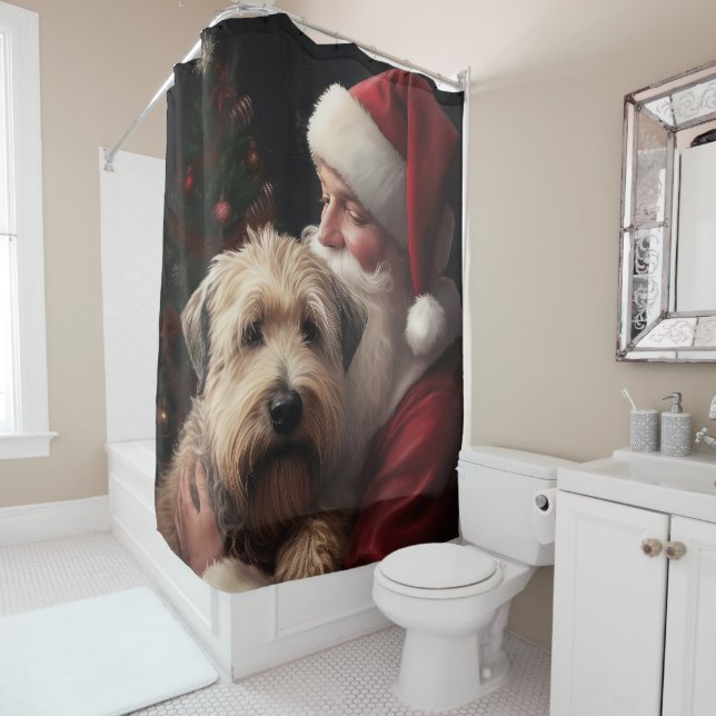 Rideaux De Douche Wheaton Terrier Avec Noël Festif Du Père Noël (En situation)