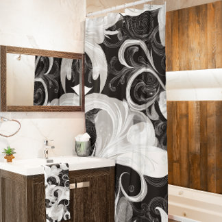 Rideaux De Douche Whimsy en noir et crème Baroque