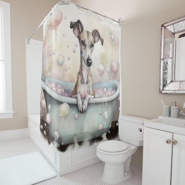 Rideaux De Douche Whippet Dans La Baignoire Aquarelle Chien Art (En situation)