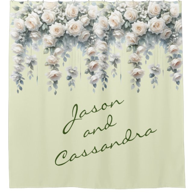 Rideaux De Douche White Floral Customized Wedding Banner (Devant)