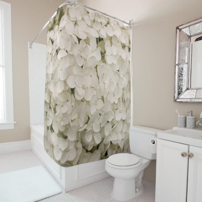 Rideaux De Douche White Hydrangeas (En situation)