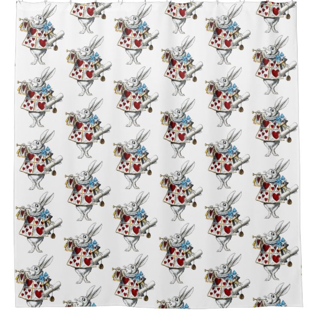 Rideaux De Douche White Rabbit Alice Wonderland Hearts (Devant)