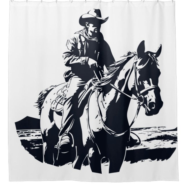 Rideaux De Douche Wild West Cowboy Horse Back Riding (Devant)