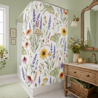 Rideaux De Douche Wildflower Botanical Yellow & Purple Floral
