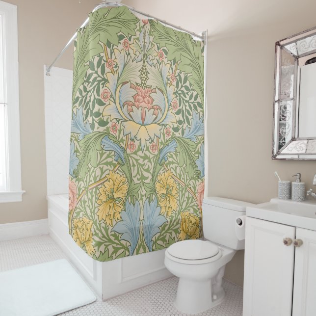 Rideaux De Douche Willam Morris Myrtle Garden Floral Classic (En situation)