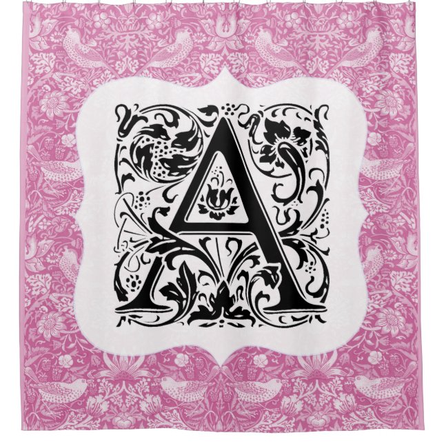 Rideaux De Douche William Morris Alphabet Strawberry Thief Rose (Devant)