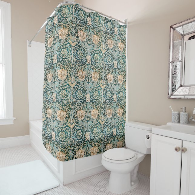 Rideaux De Douche William Morris Antique Honeysuckle Motif Floral (En situation)