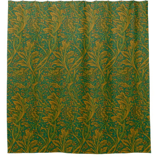 Rideaux De Douche William Morris Arcadia Motif Floral Vert Golden (Devant)