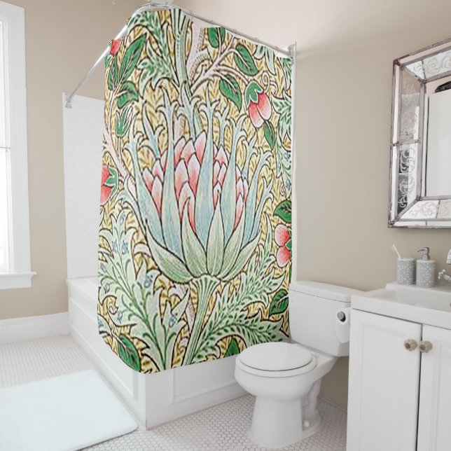 Rideaux De Douche William Morris Artichoke Vintage Motif floral (En situation)