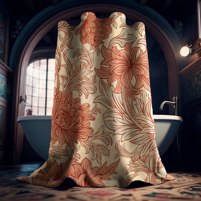 Rideaux De Douche William Morris Chrysanthemum Motif Douche Curtai (Créateur téléchargé)