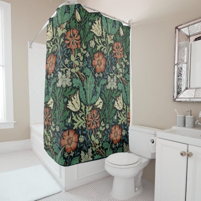 Rideaux De Douche William Morris Compton Floral Art (En situation)