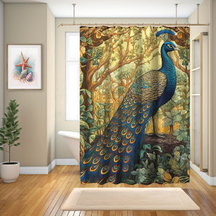 Rideaux De Douche William Morris Design, Peacock Dans La Forêt