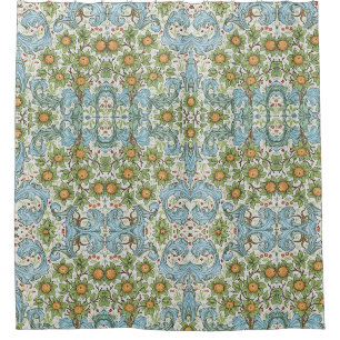 Rideaux De Douche William Morris Fleurs Florales Acanthus Bleu Feuil