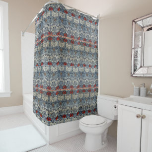 Rideaux De Douche William Morris Fleurs rouges Vintages Motif floral
