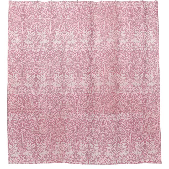Rideaux De Douche William Morris Forêt de lapin Folid Rose (Devant)