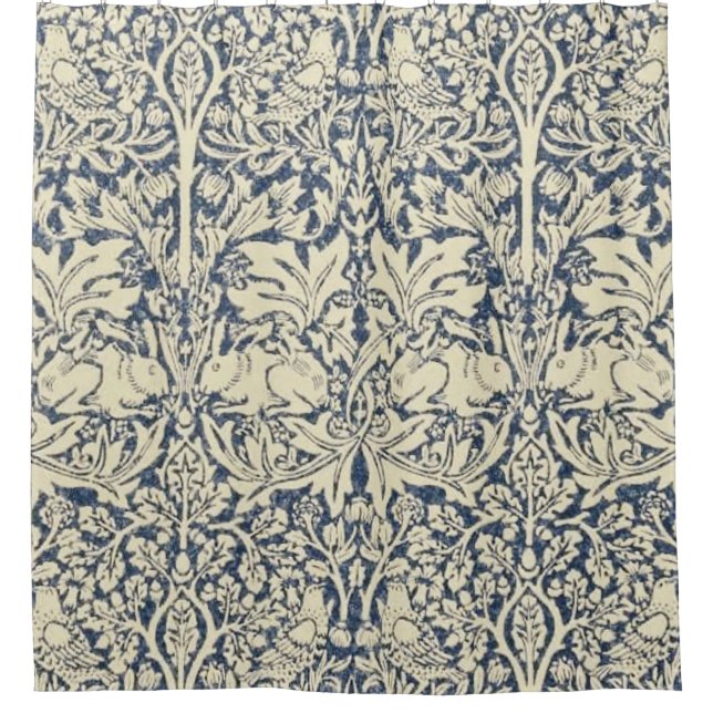 Rideaux De Douche William Morris, gris bleu, motif, Art nouveau, vin (Devant)